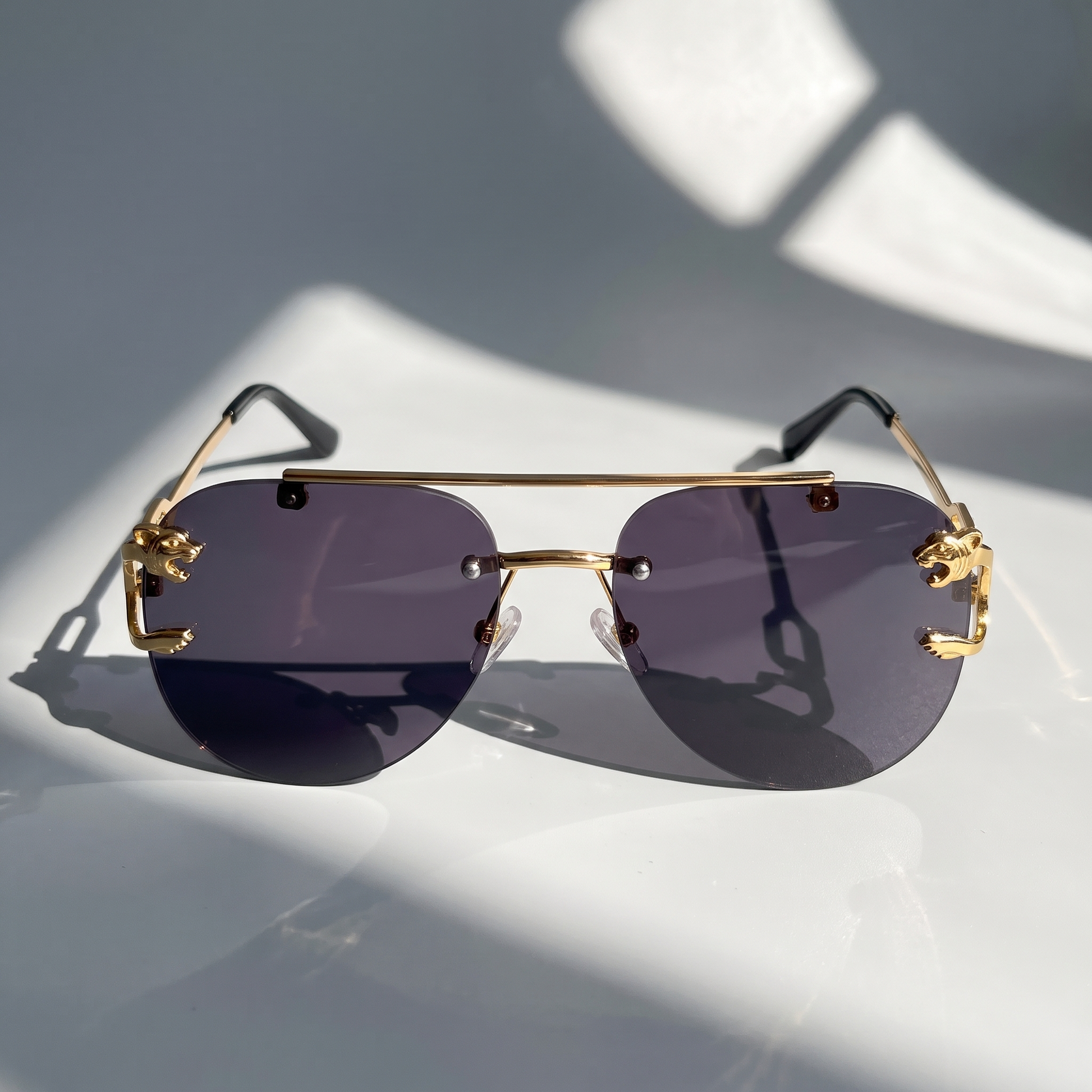 Timeless tea-colored semi-rimless women's UV protection sunglasses, combining vintage style & durability.