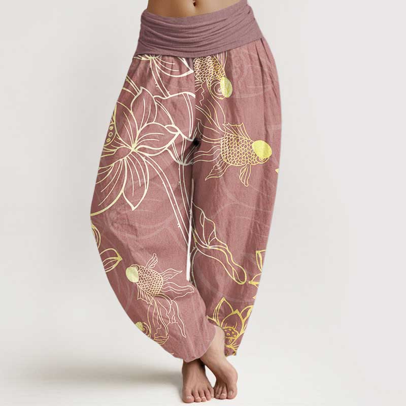 Stylish women's bohemian harem yoga pants with a relaxed fit & comfortable feel.