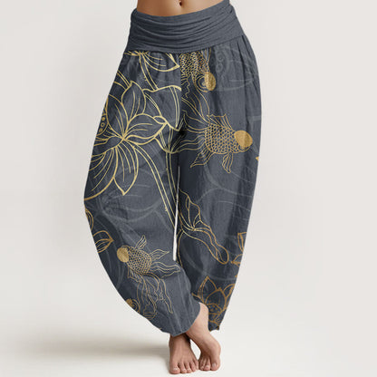 Comfortable women's lounge harem pants, ideal for yoga, relaxation & casual wear.