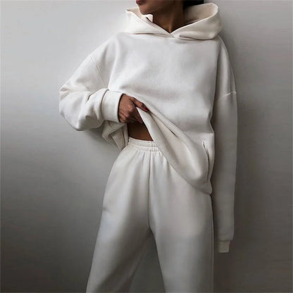 Ultra-soft women's hoodie and matching jogger pants from the Serenity collection, perfect for cozy wear.