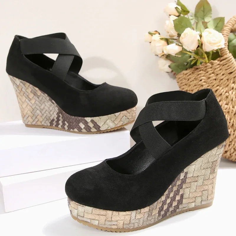 Women's Serova Cross Wedges, ideal for summer; combine orthopedic support with a chic brown design.
