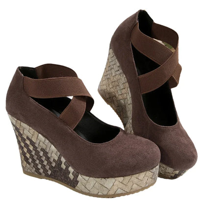 Versatile Serova Cross Wedges: comfortable black women's shoes with shock absorption & style.