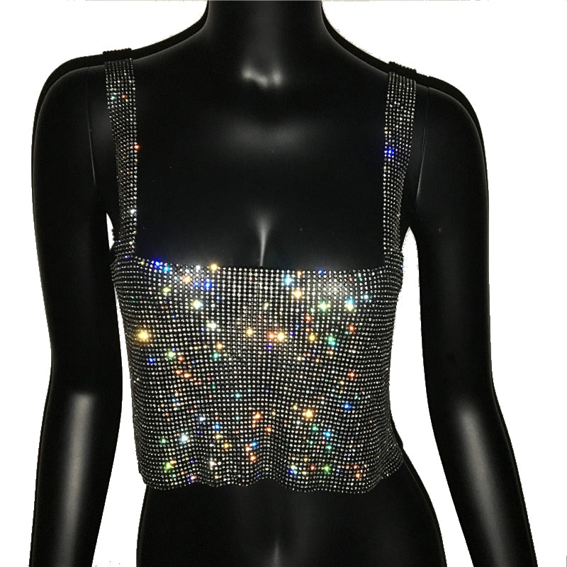 Dazzling women's evening top with shimmering bling, ideal for party nights.
