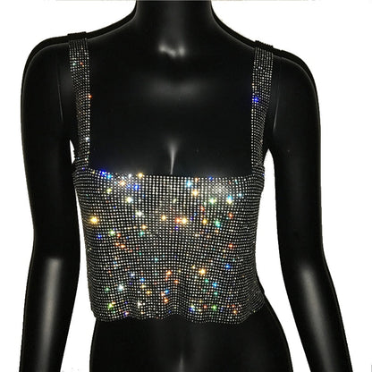 Dazzling women's evening top with shimmering bling, ideal for party nights.