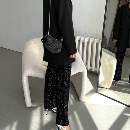 Versatile women's shimmering party pants, a statement piece for festivals or a stylish night out.