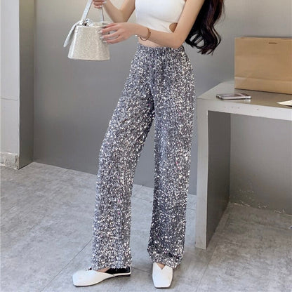Sparkly women's shimmering party pants, designed for a dazzling night out. Stylish one-size fashion.