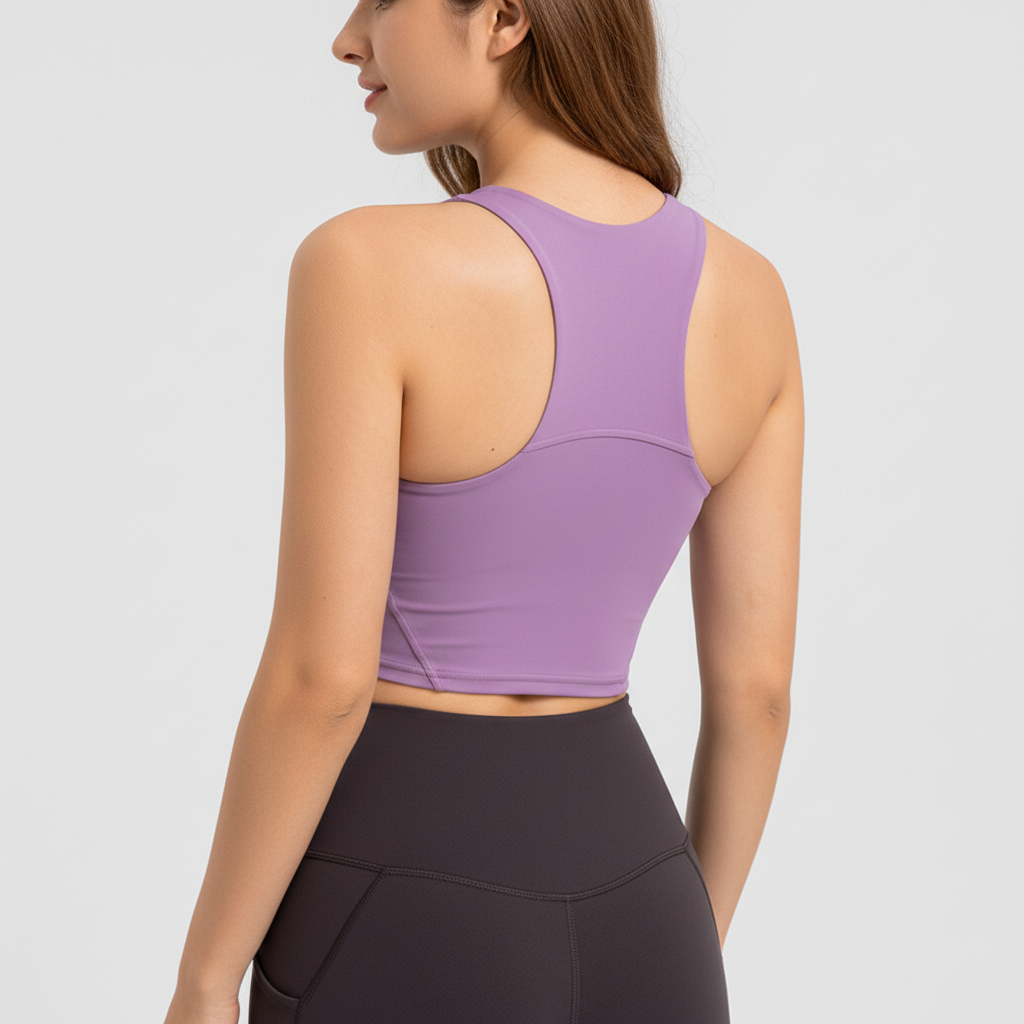 Women's workout crop top, supportive design with removable pads for versatile athletic performance.