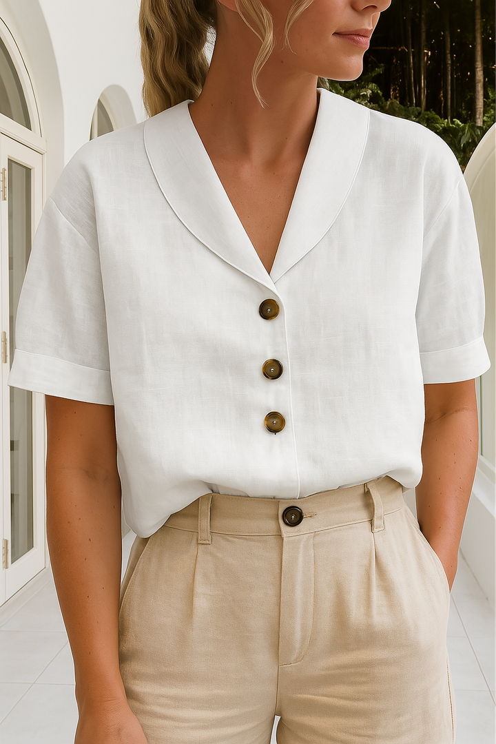 Women's short sleeve relaxed fit linen t-shirt, ideal for casual everyday style.