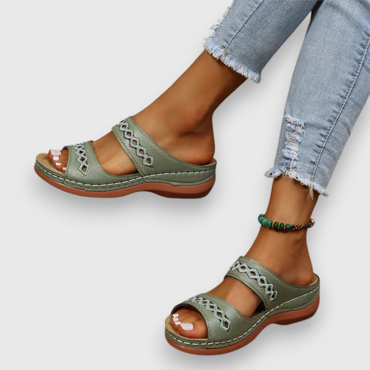 Sierra wide fit comfort sandals for women. Lightweight, slip-on, open-toe style perfect for summer casual wear.