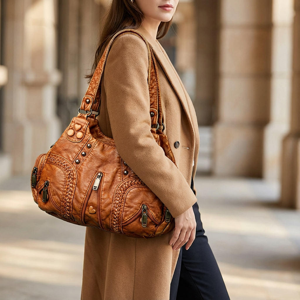 Elegant women's shoulder bag in signature faux leather. A versatile handbag for any occasion.