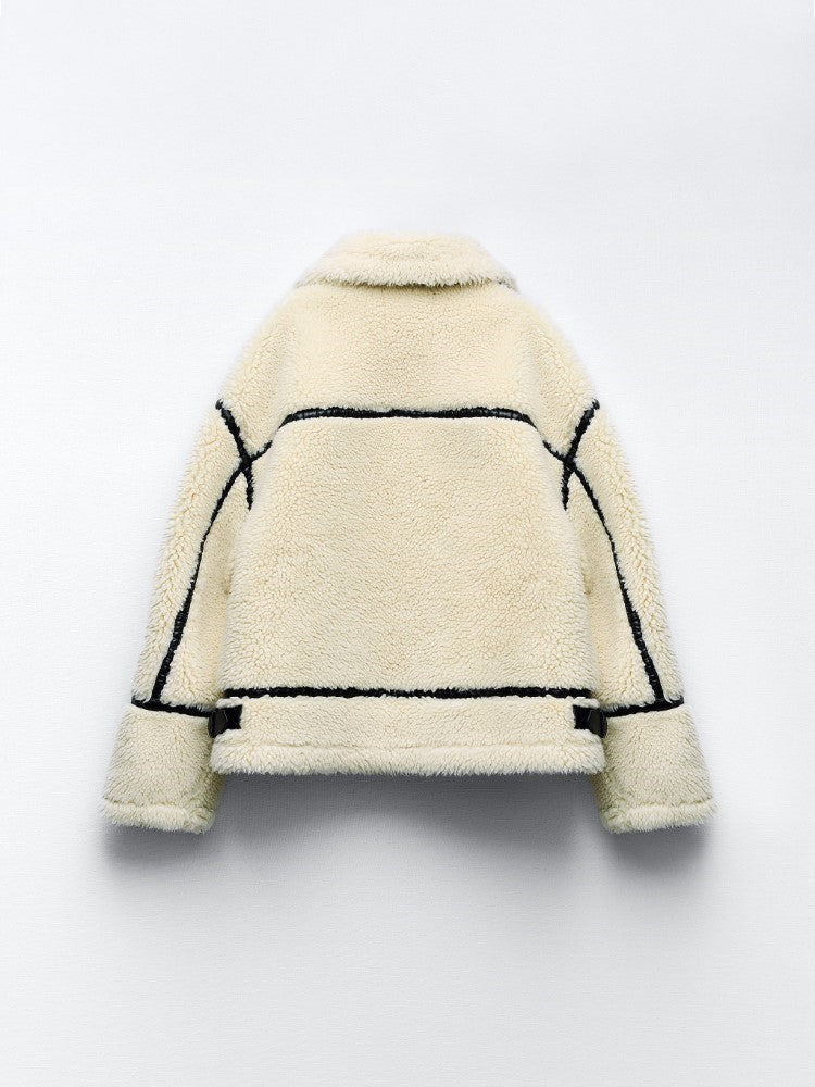 Stylish women's aviator jacket with soft, cozy lining; perfect for cold weather everyday style.