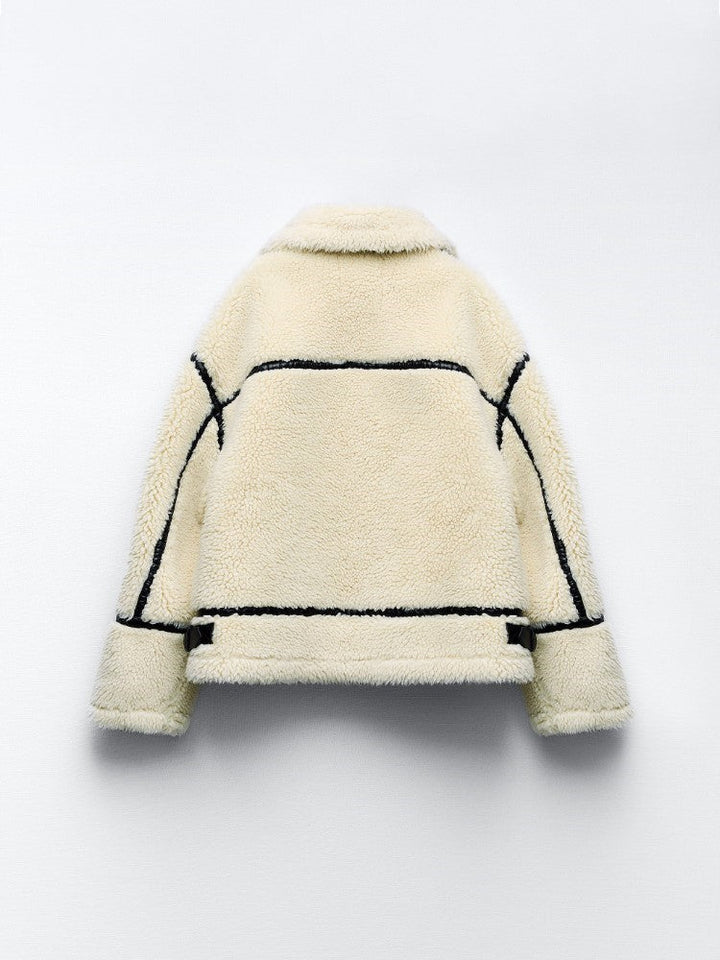 Stylish women's aviator jacket with soft, cozy lining; perfect for cold weather everyday style.