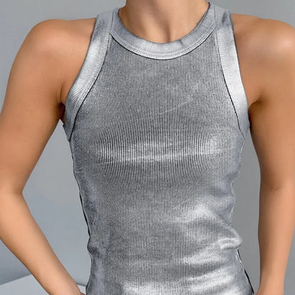 Sleek women's tank top for chic summer fashion; a versatile casual style staple.