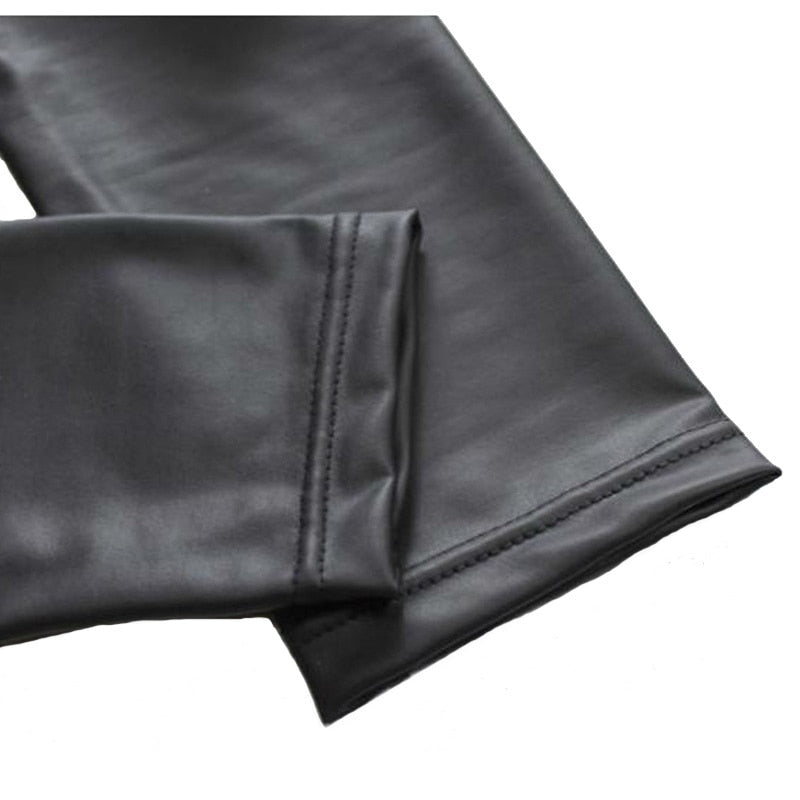 Sleek women's high-waist leggings, a stylish and comfortable addition to any modern wardrobe. Edgy fashion pants.