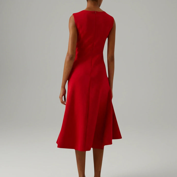 Versatile women's sleeveless A-line midi dress, ideal for effortless everyday style or a chic party outfit.