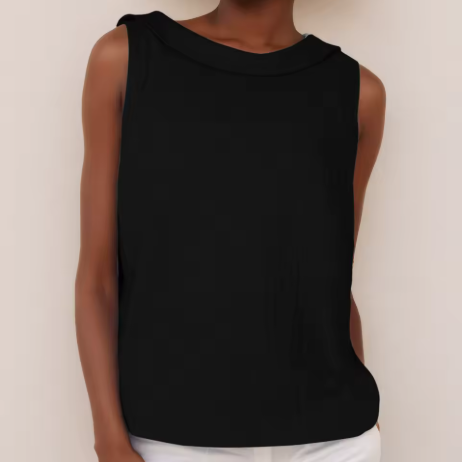 Elegant women's sleeveless round neck blouse, a versatile casual top for everyday summer style.
