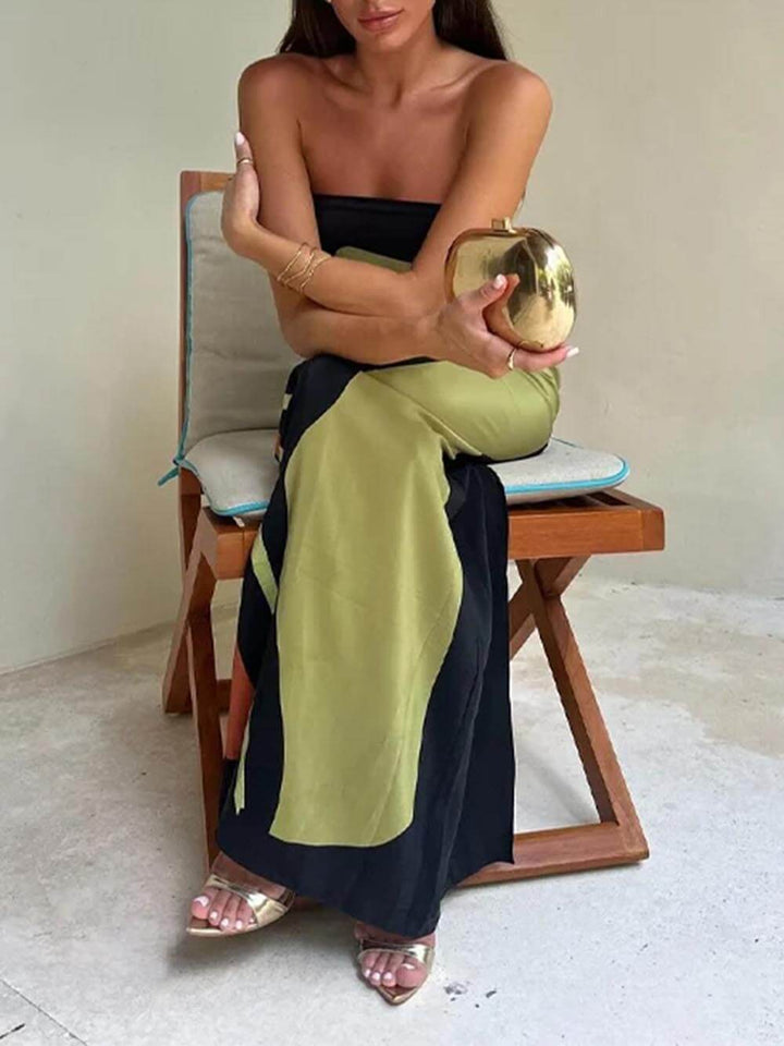 Chic women's green sleeveless maxi sundress for summer. Elegant, flowy, and casual, ideal for vacation or daywear.