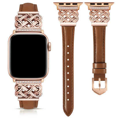 Luxurious women's slim leather smartwatch band, adorned with shimmering rhinestones for a glamorous accessory.