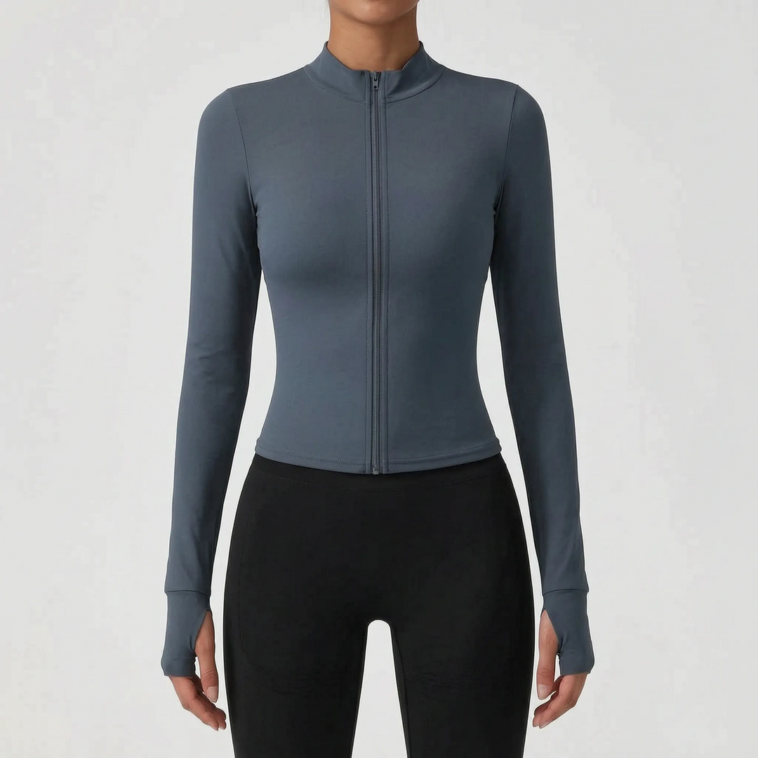 Performance women's athletic jacket, slim fit, engineered for intense workouts, running, and training.