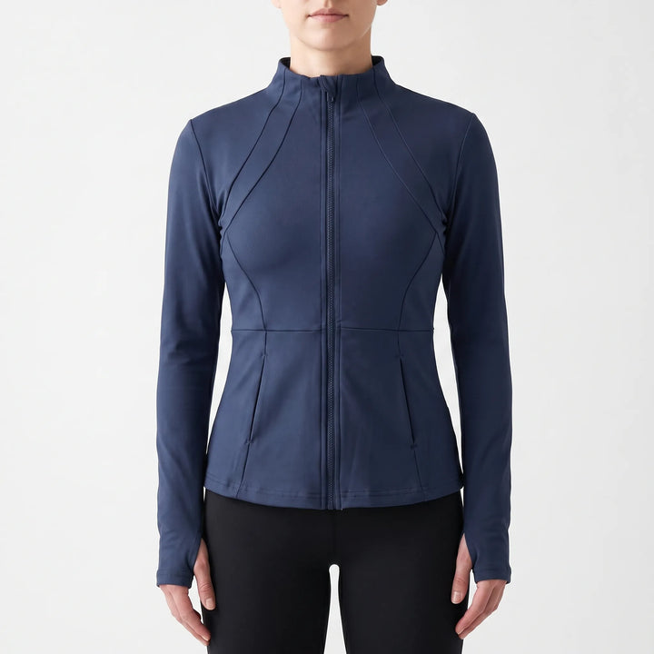 Stylish women's activewear jacket, slim-fit, offering comfort and performance for yoga and fitness.