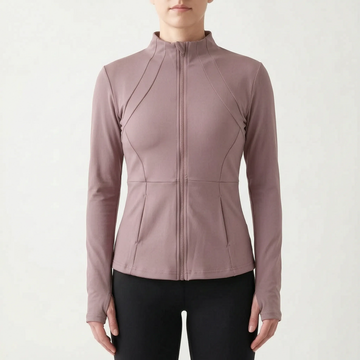 Women's performance running jacket, slim-fit, designed for optimal athletic outdoor and indoor training.