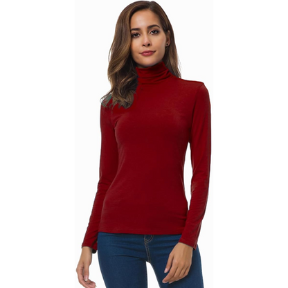Dames slim fit turtleneck Petra. Elegant long sleeve layering top for versatile fall & winter fashion.