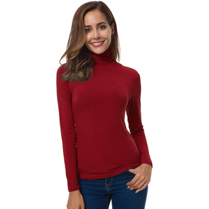 Elegant women's slim fit turtleneck, perfect for fall & winter layering. Long sleeve & versatile.