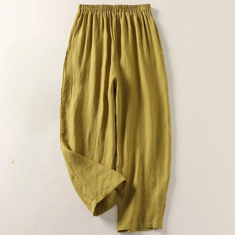High waist Sofia wide leg pants for women. Elastic waist for ultimate comfort, perfect for beachwear & resort.