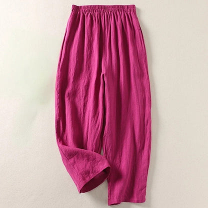Women's Sofia comfortable loose fit wide leg pants. High elastic waist, breathable summer casual & resort wear.