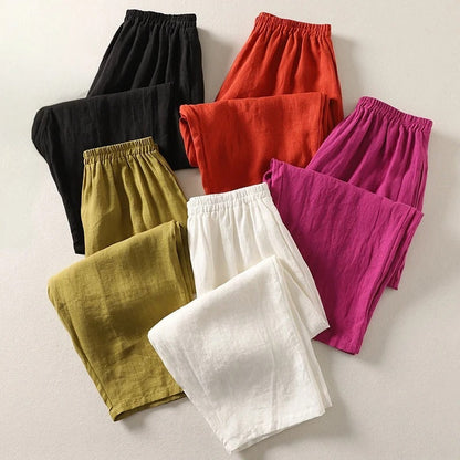 Stylish Sofia women's loose fit pants. High waist, wide leg design for chic summer comfort & beach days.