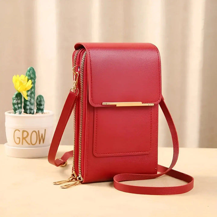 Stylish women's soft brown leather anti-theft shoulder bag, ideal for everyday carry and travel.