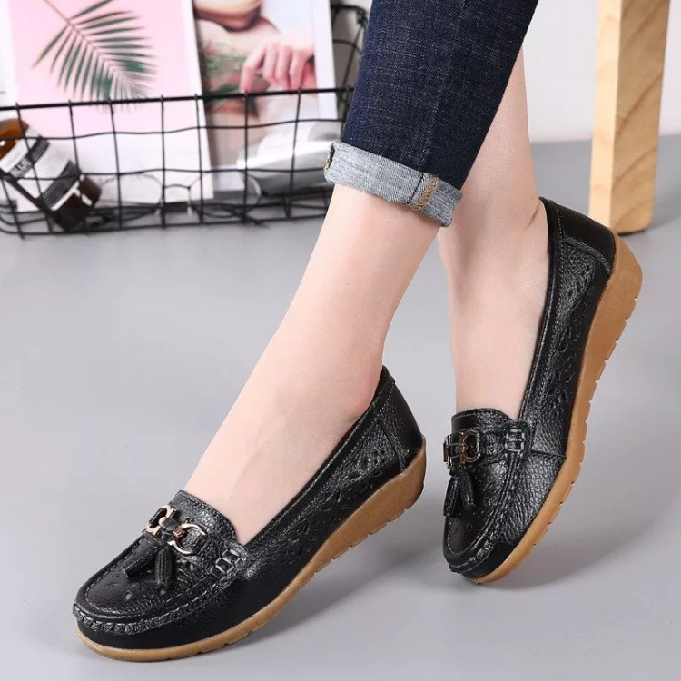Breathable women's moccasin sandals featuring a flexible sole for ultimate comfort footwear.