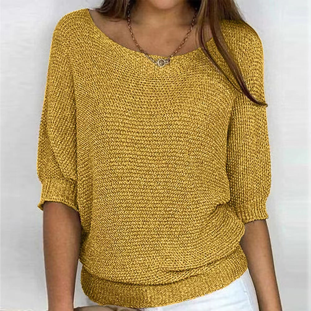 Women's long-sleeve comfort sweater. Soft knit pullover for casual style and easy layering.
