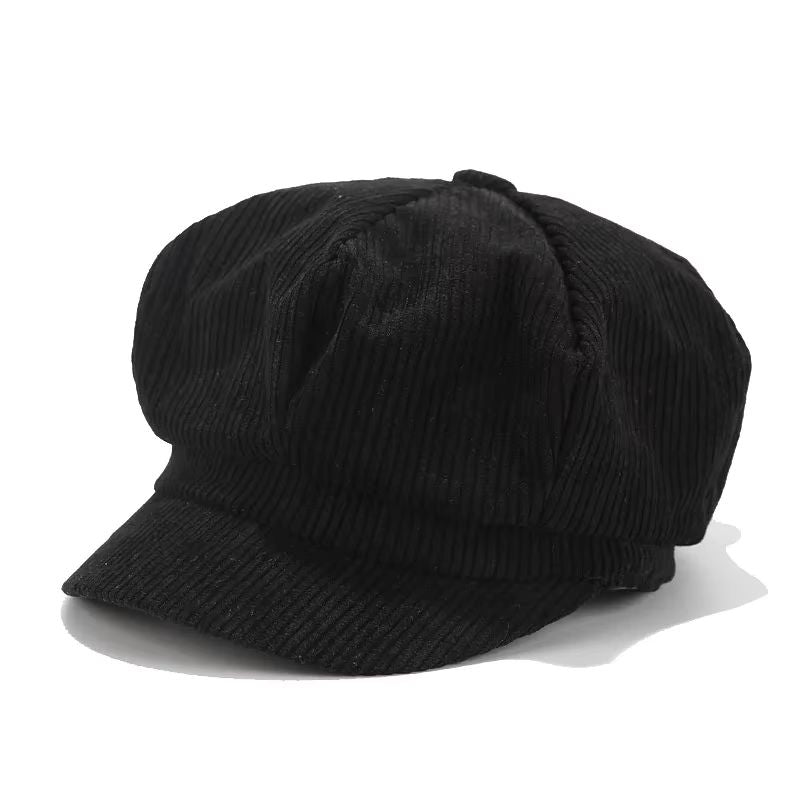 Fashionable women's corduroy cap. This soft, comfortable hat is a must-have casual accessory for her style.