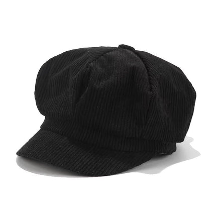 Fashionable women's corduroy cap. This soft, comfortable hat is a must-have casual accessory for her style.