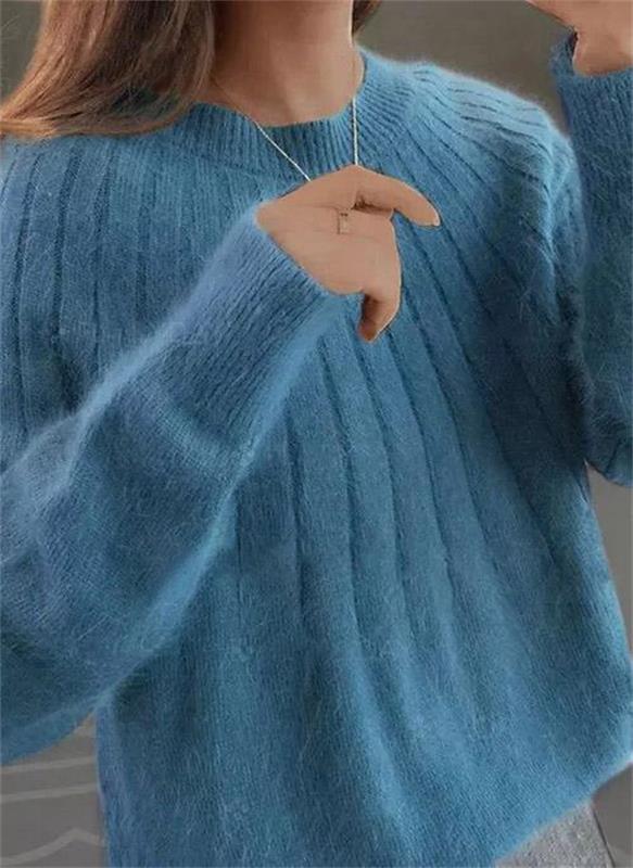 Women's soft, cozy textured knit sweater for fall & winter. Stylish long-sleeve pullover.