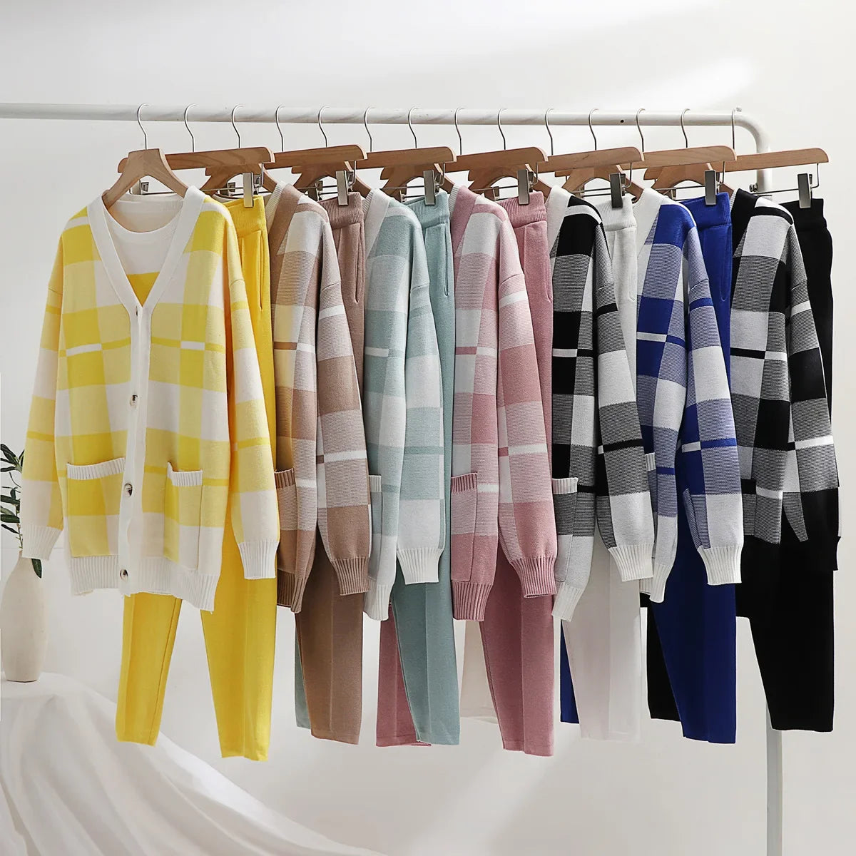Women's versatile 3-piece soft knit set for ultimate comfort. Relaxed fit ideal for loungewear, casual outings, or travel.