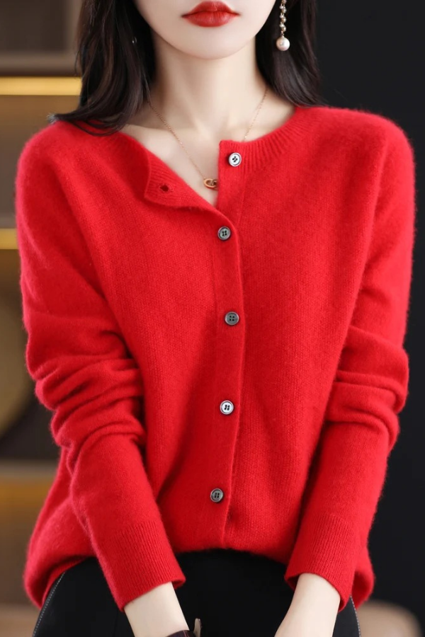 Trendy women's long button-front cardigan, a comfortable and stylish addition for casual or office looks.