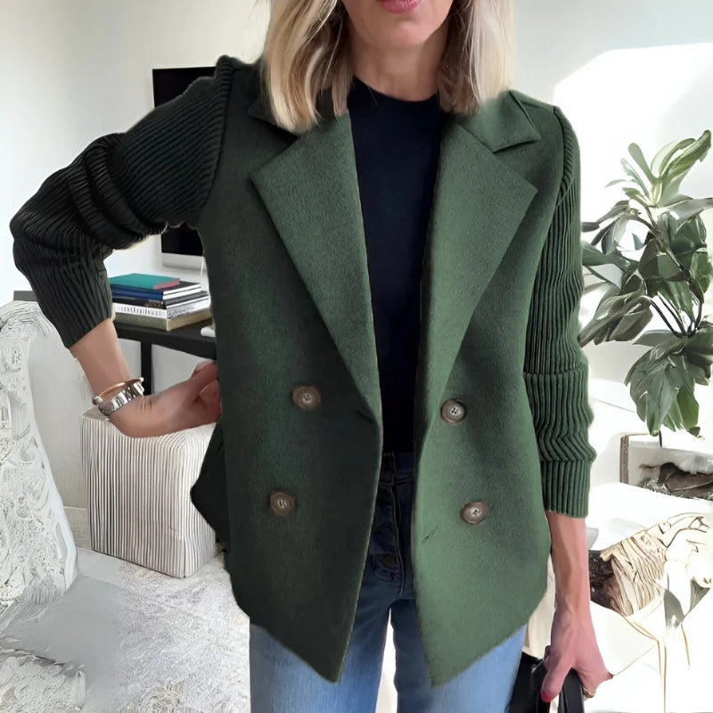 Soft knit women's sweater blazer for effortless style; a comfortable, structured knit jacket for any outfit.