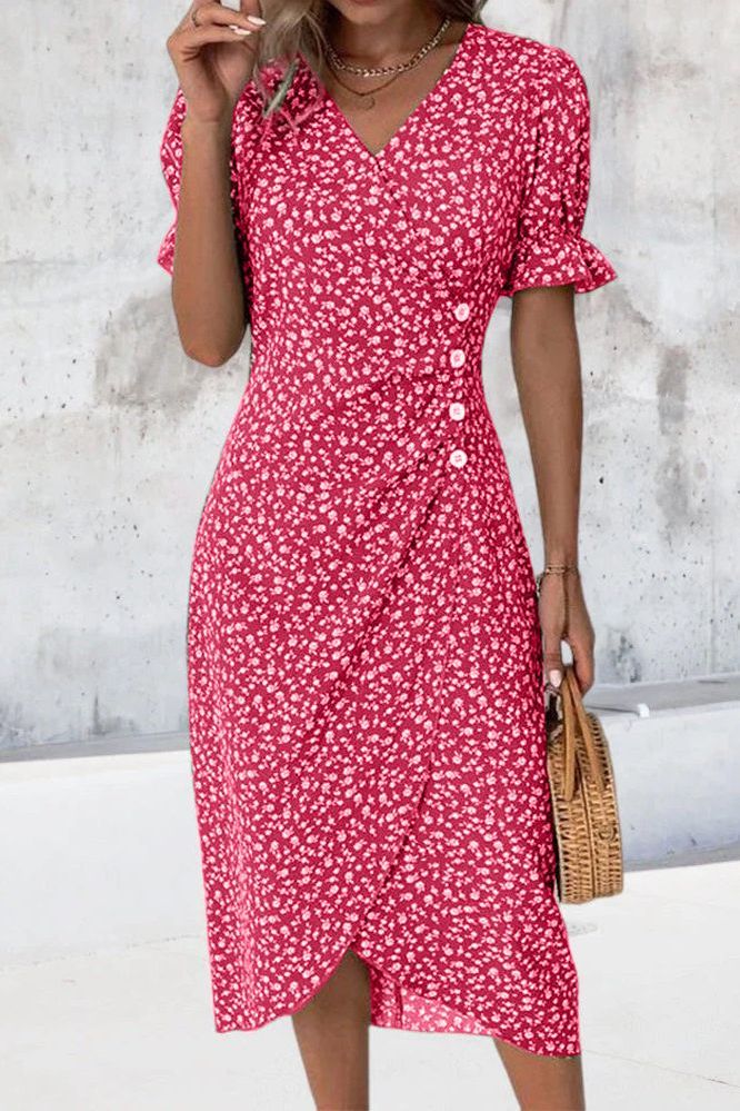Women's soft pleated midi dress in various colors: green, blue, black, red.