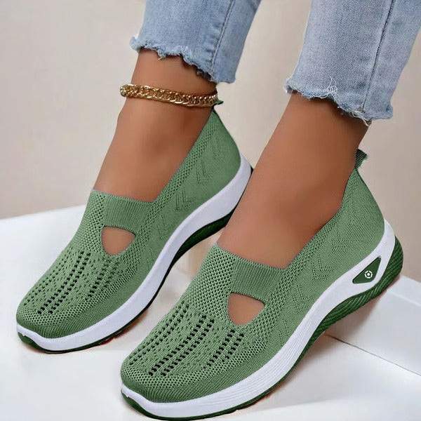 Breathable slip-on walking shoes for women, providing cool comfort for seniors, perfect for summer.