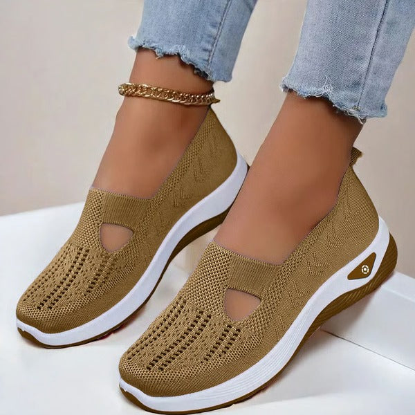 Non-slip breathable comfort shoes for senior women, offering a soft sole for safe and easy walking.