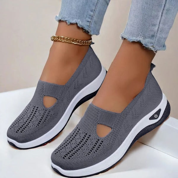 Lightweight breathable walking shoes for women, soft sole comfort and orthopedic support for seniors.