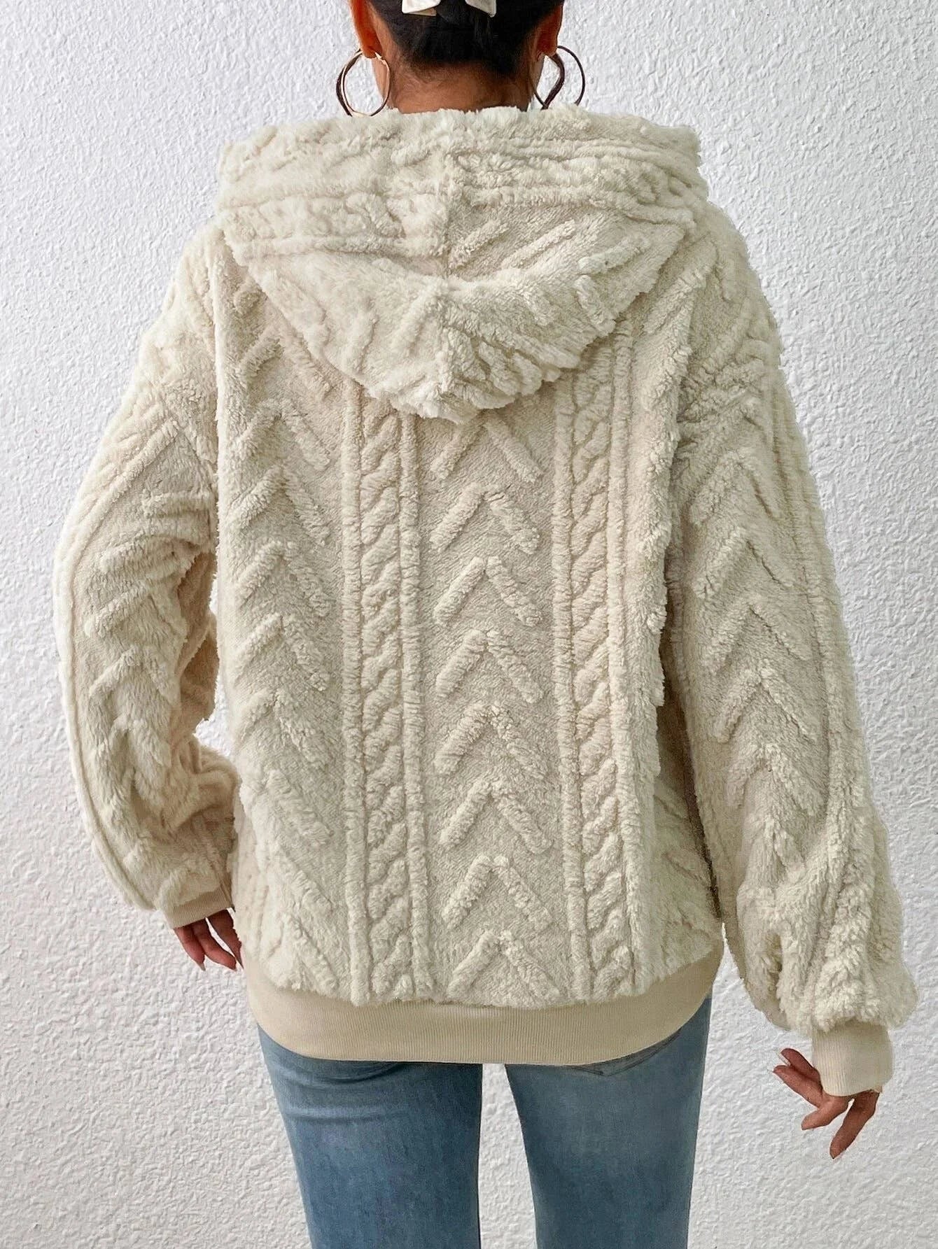 Cozy women's soft knit sweater. Warm cable-inspired pullover for fall fashion & winter comfort.