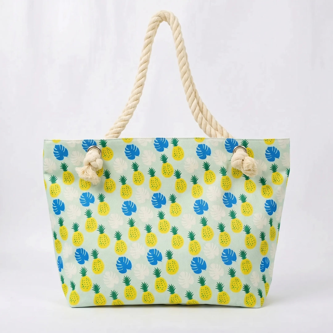 Women's printed beach tote, a large and sturdy summer shoulder bag for all essentials.