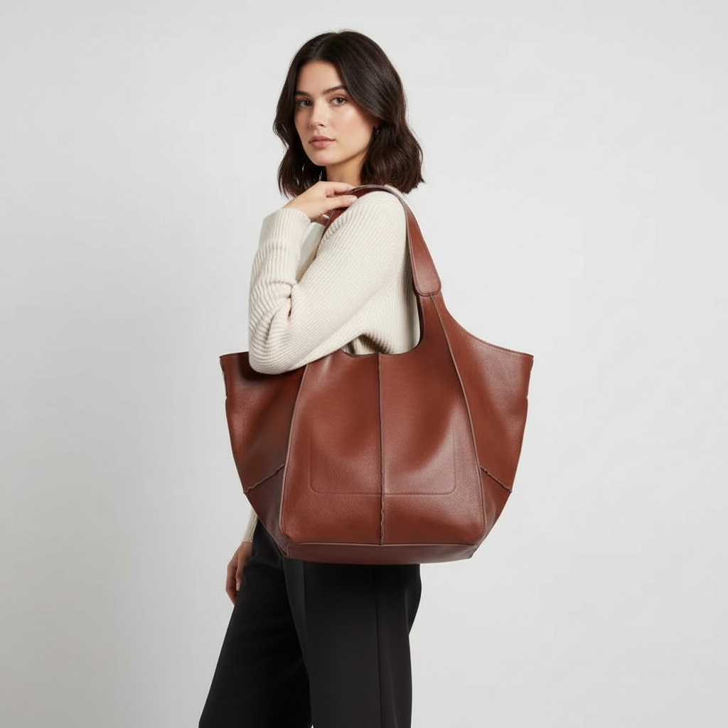 Versatile everyday tote bag made from high-quality faux leather. A chic & practical women's shoulder bag.