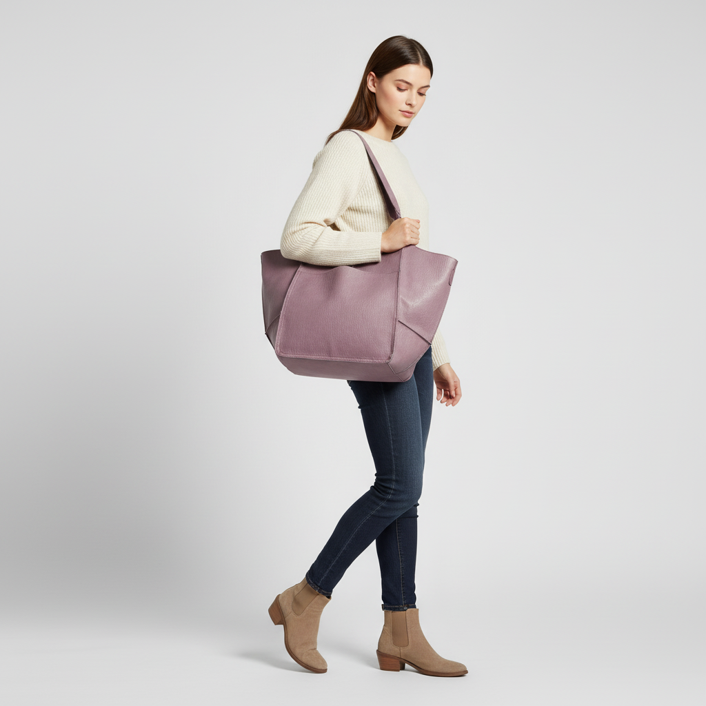 Modern women's shoulder bag, a spacious vegan leather tote suitable for work, travel, or daily errands.