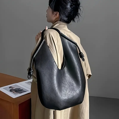 Large capacity women's tote bag, practical & chic vegan leather shoulder bag for work.