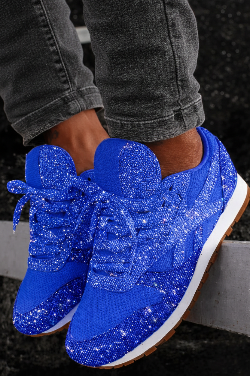 Women's sparkling glitter sneakers, perfect for dazzling style and everyday casual wear.