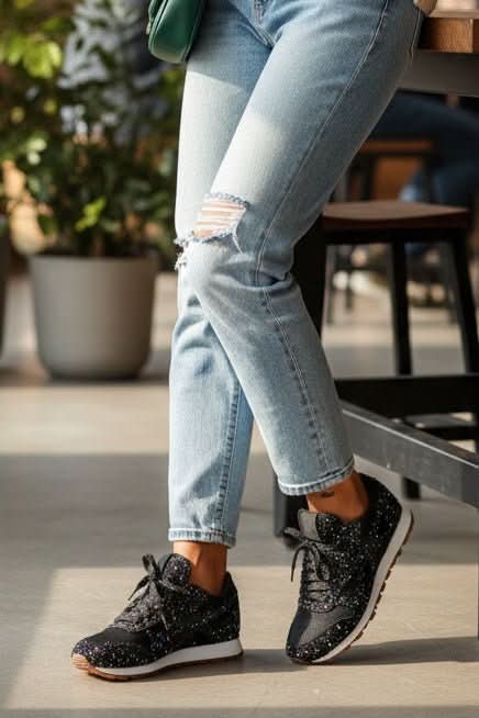 Glitter women's sneakers, offering dazzling style and comfortable wear for any casual occasion.